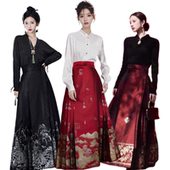 国风黑色马面裙套装 马面裙出租套装 中式 成人汉服马面裙舞蹈演出服