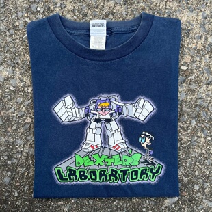 Autismss宝藏屋 德克斯特的实验室卡通美式复古短袖机械风T恤情侣