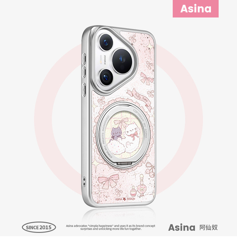 猫咪游记适用于华为pura80pro新款手机壳卡通全包p70防摔素皮pura70Pro+高级梦幻支点一体壳pura70带旋转支架