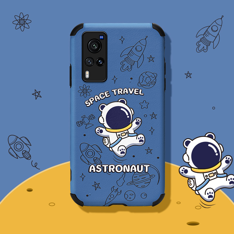 太空人适用vivox60手机壳x70保护套x70pro+女款可爱x50新款防摔x60pro镜头全包x50pro仿皮软套超薄创意防摔x7