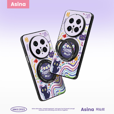 彩色涂鸦猫猫适用华为mate60手机壳全包mate70pro防摔新款mt60pro+磁吸旋转高级mate70趣味支点外壳70Pro+女