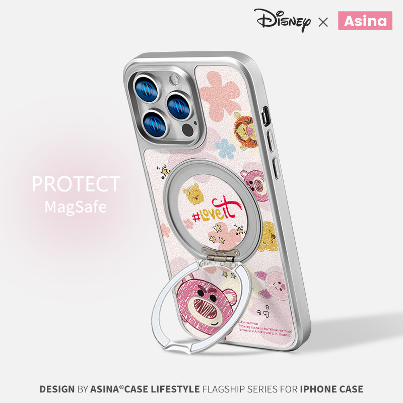 探头草莓熊适用苹果17Promax手机壳卡通全包15Pro防摔磁吸ip16仿皮高级14Promax迪士尼联名14Pro创意新款网红
