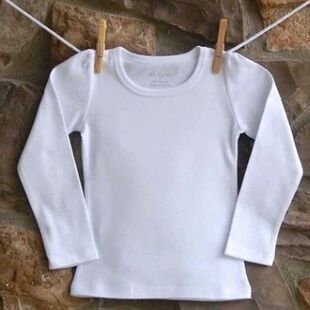 t恤圆领白色男女童儿童上衣打底衫 童装 运动百搭纯棉长袖 秋装 新款