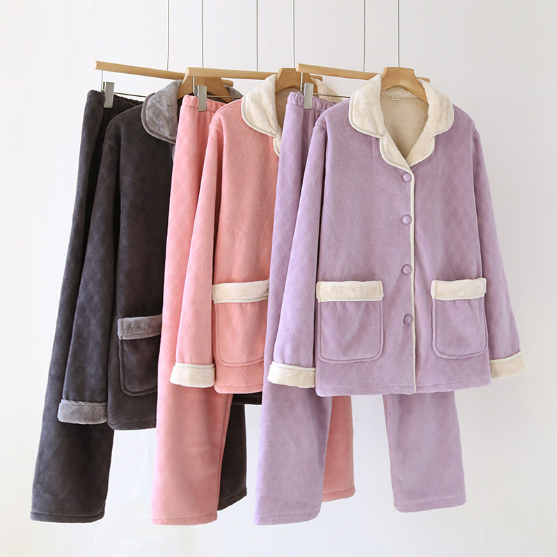 复合绒情侣睡衣女男士秋冬季加绒加厚羊羔绒家居服套装菱形暗格子,女士内衣/男士内衣/家居服,睡衣/家居服套装,淘宝优惠券,粉丝福利购,淘宝优惠卷