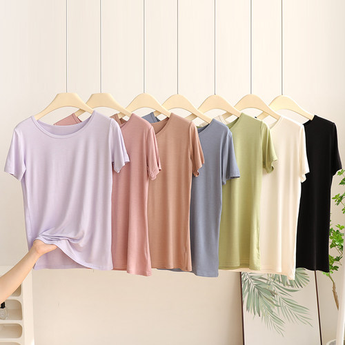 莫代尔短袖女士百搭纯色T恤