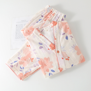 双层纯棉纱布月子服睡衣女产妇孕期产后哺乳家居服套装春秋季新款