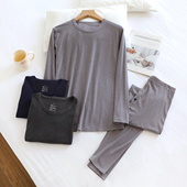 套装 简约圆领秋衣秋裤 轻暖纯色内搭 打底衫 秋冬德绒保暖内衣男士