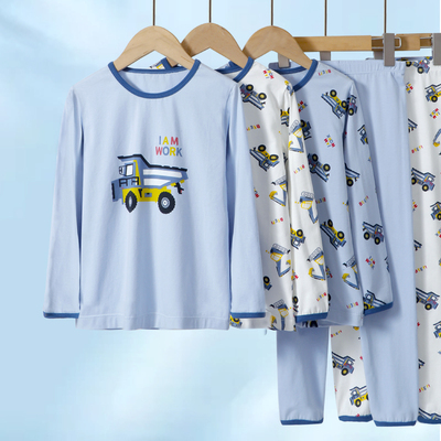 春秋男童莱卡棉印花长袖内衣套装