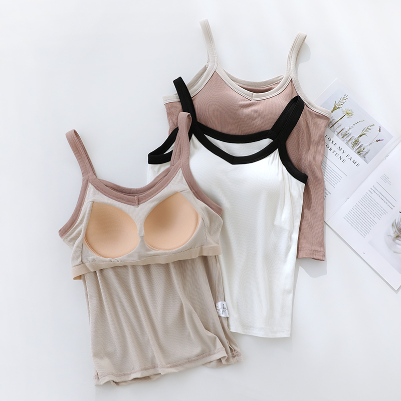 带胸垫免穿文胸女士背心