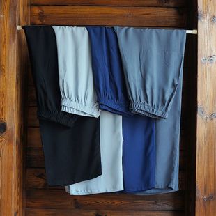 长裤 宽松大码 休闲居家直筒裤 棉绸裤 家居裤 睡裤 冰丝睡衣裤 子男士