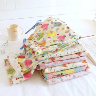 可爱卡通柔软全棉宽松直筒家居长裤 多巴胺纯棉磨毛睡裤 女春秋冬季