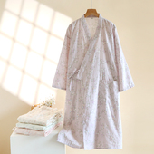 睡裙睡袍女夏季 纯棉纱布日式 和服春秋浴衣家居服汉服浴袍睡衣汗蒸