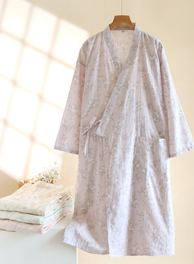 日式和服睡袍全棉双层纱布