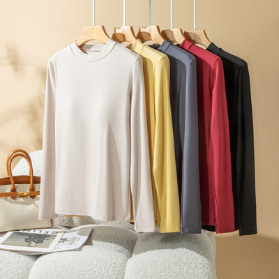 带胸垫女士长袖T恤打底衫