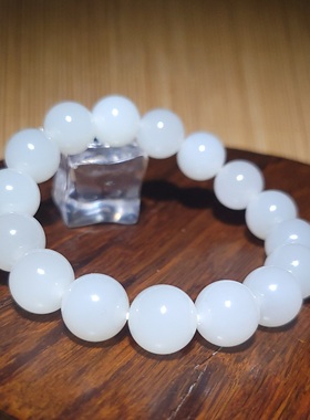 YQ012406 新疆的猫42.9克老料油泡泡冰润感十足羊脂玉手串和田玉