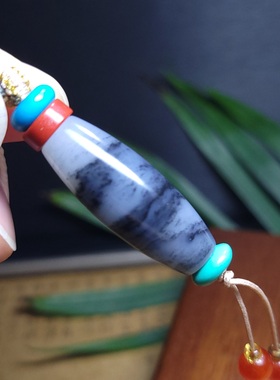 新疆的猫Z111205 9.2克高油质感天然黑白山水画青花籽平安勒子