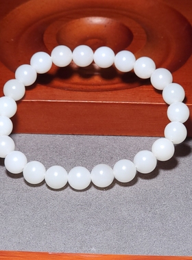 L122205 17.7克直径8mm天然冒油脂粉浓郁且末米达料白玉圆珠手链