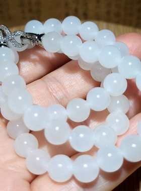 新疆的猫zg121903 43.6克，特油细润净美老坑冰羊脂白玉项链