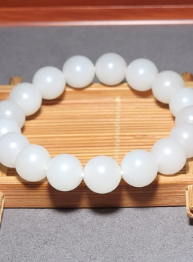 L122406 44.1克直径12mm肉质细腻油性极高于田料羊脂白玉圆珠手链
