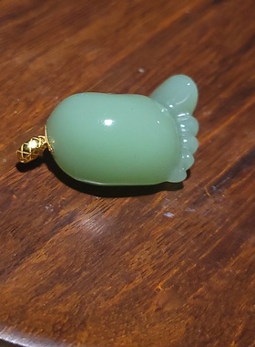 YQ122506 10.5克冰透水灵的粉青老坑俄料18k金镶玉知足常乐挂坠