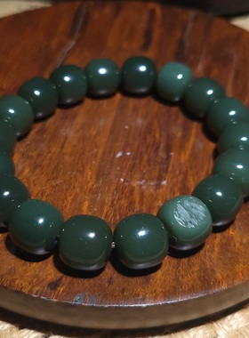 YQ112403 50.8克，高油细密色醇美新疆叶城蓝调山流水老型珠手串