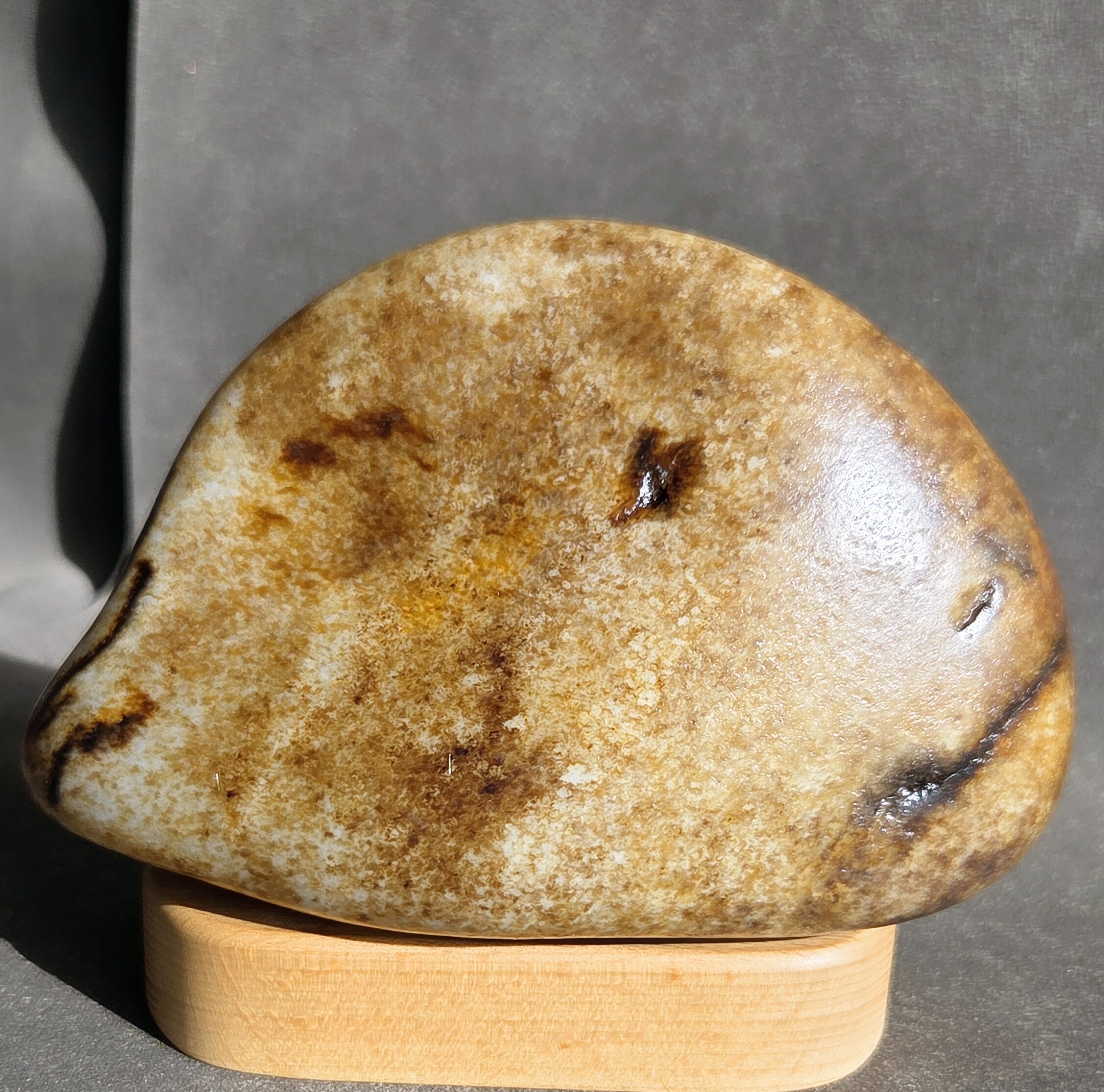 新疆的猫W121204 857.58克薄油褐皮高密细白满肉的完整摆件玩籽