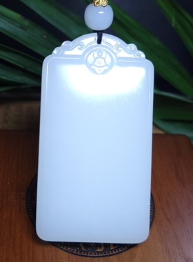 新疆的猫Z101606 93.2克，特细温润白糯高脂份羊脂白玉平安无事牌