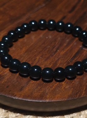 YQ120803 19.5克8-7mm黑度极好醇润油脂新疆塔县黑青玉老型珠手串