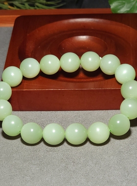 新疆的猫L123103 44.7克直径12mm宝光湛然的黑羊洞碧玉圆珠手链