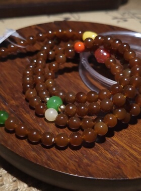 新疆的猫YQ122002 40.11克，6mm醉美酥栗红纯美老红糖圆珠挂链