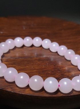 YQ011301 新疆的猫17.5克精品质地冰透和田玉老坑藕粉色圆珠手链