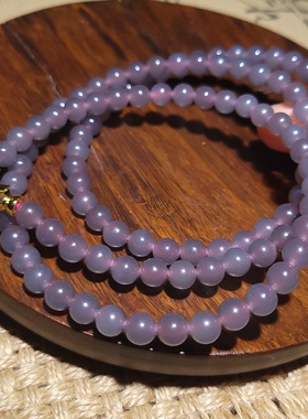 新疆的猫YQ121806 37.5克，6mm色美油亮细润美美烟紫和田玉挂链