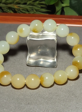 新疆的猫L122502 45.5克直径12mm糖色鲜亮油膏级且末糖白玉手链