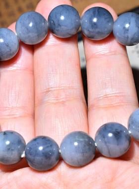新疆的猫JJ123015 43.0克直径12mm有意境青花籽料圆珠手链