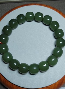 Z121802 53.8克，超细糯油脂“宝石级”新疆若羌豆青苏工手串