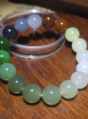 YQ121706 46克直径12mm颗颗精品色彩绚丽肉质细腻超冰润多宝手串