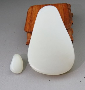 质感细糯 59.8克 老俄籽随形羊脂白玉牌B351 猫 新疆