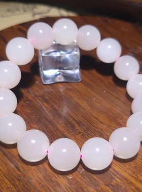 YQ121704 44.0克直径12mm肉质细腻色调粉嫩老坑藕粉色圆珠手链