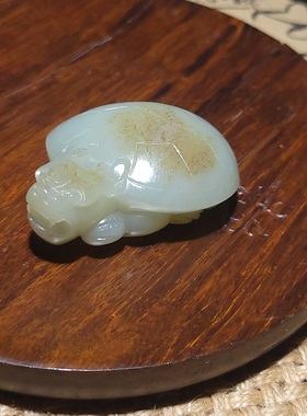 新疆的猫YQ120906 59.0克肉质细腻油份极高的且末糖白玉龙龟把件