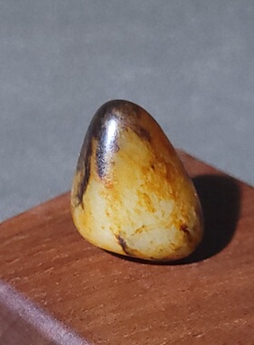 C020201新疆的猫8.7克黑红沁皮交织绚丽多彩玻璃底和田玉白玉籽