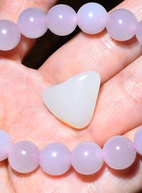 JJ0031209新疆的猫28.3克10mm质地冰透的老坑藕粉色圆珠手链