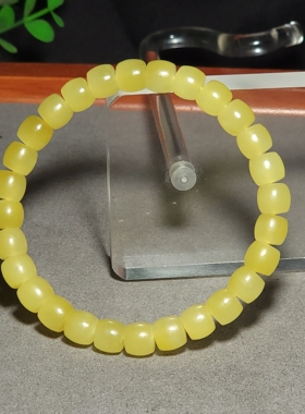 L032603 新疆的猫23.2克直径8-7mm颜色纯正的若羌鸡油黄直切手链