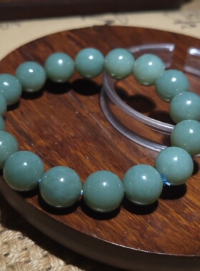 YQ122203 44.5克12mm鲜靓柔美飘蓝色调高脂粉的且末青玉蓝调手链