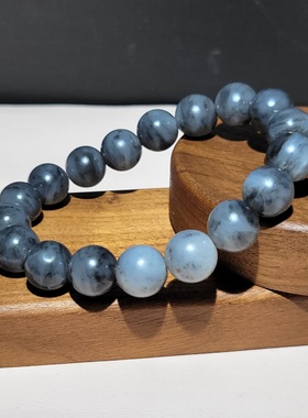 新疆的猫C121802 49.8克，油乎乎高脂粉青花籽料圆珠手串