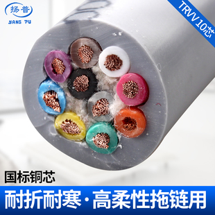 纯国标高柔性拖链电缆线TRVV9/10芯0.3/0.5/0.75/1.0平方1.5防油