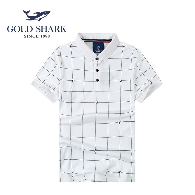 gold shark/金鲨atx21914 男装 新款格子polo衫商务休闲保罗衫