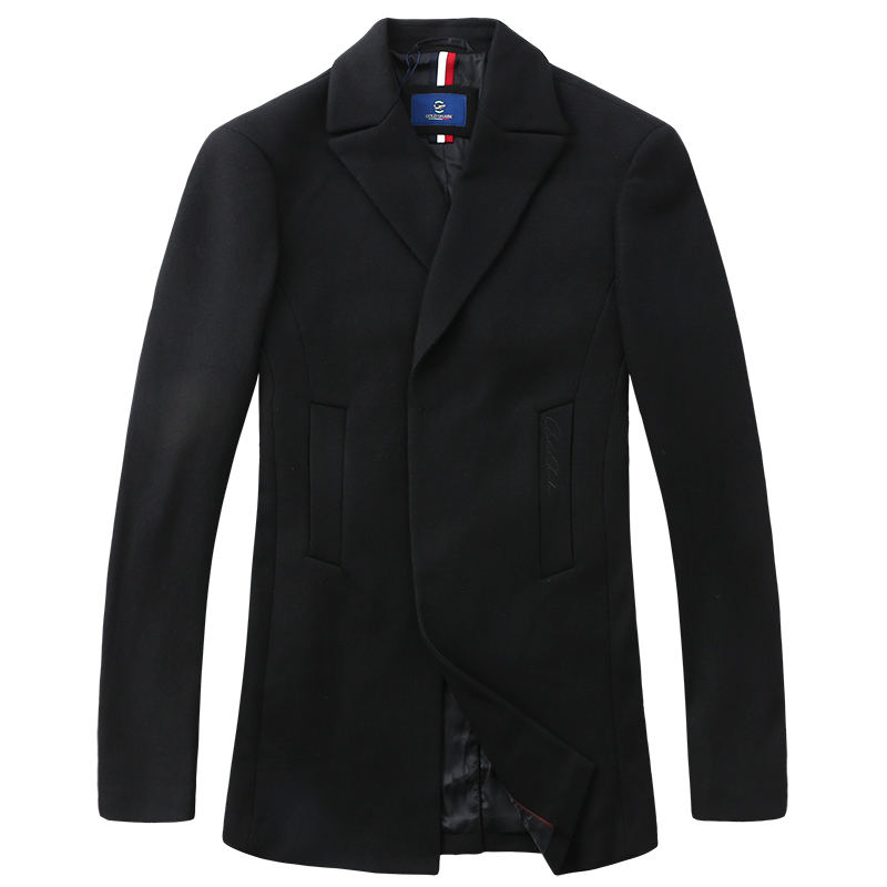 金鲨GOLD SHARK秋季男士羊毛翻领修身休闲大衣