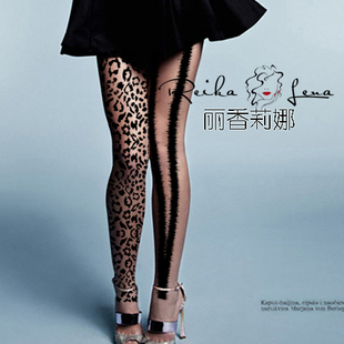 混搭时尚 鸳鸯丝袜 豹纹电波纹连裤袜 个性变装丝袜