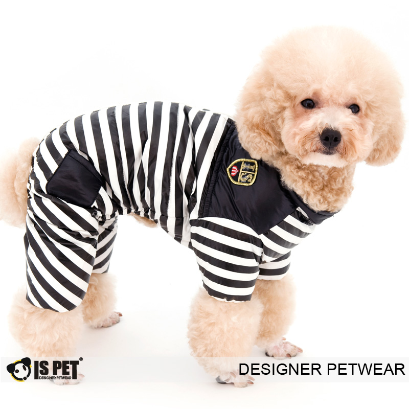 ISPET 清仓 秋冬宠物狗衣服条纹四脚羽绒风衣 OR0041