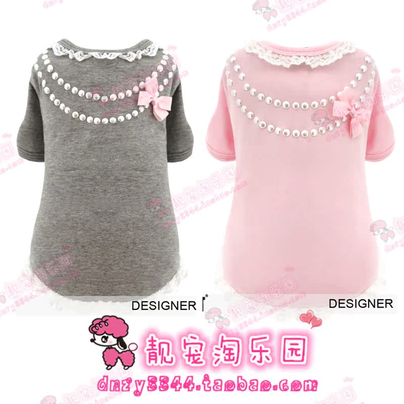 ISPET艾斯彼特 清仓 狗狗衣服 春夏蝴蝶结印花蕾丝背心 TS0006